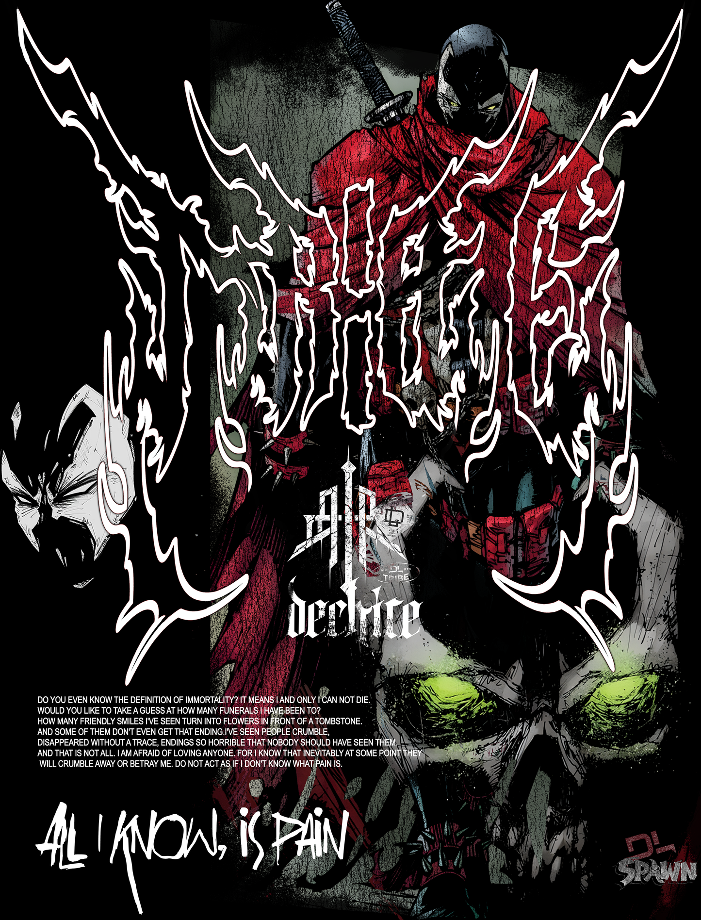 TEK SPAWN 'LIMITED' 8.5oz LA:MADE WGD TEE IN BLACK