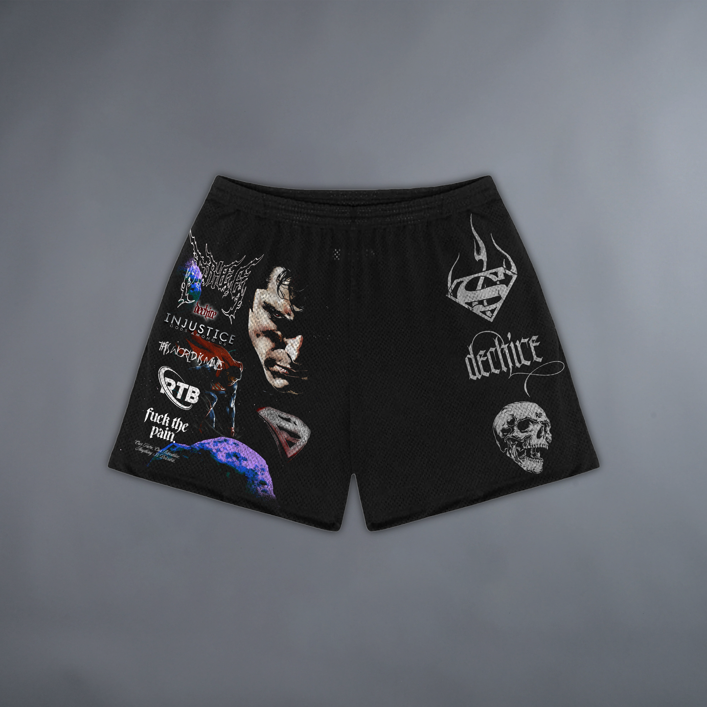 INJUSTICE 'LIMITED' 4.5oz MESH SHORTS IN BLACK