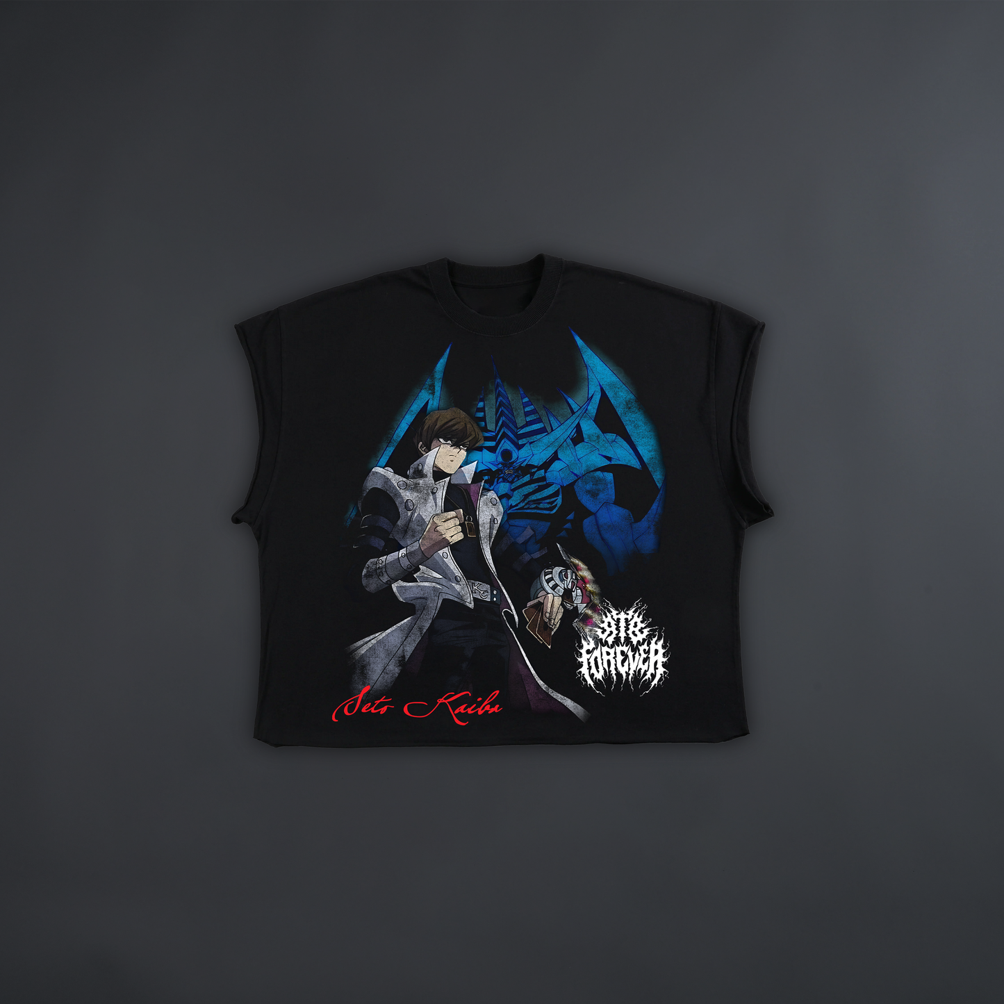 SETO KAIBA 'LIMITED' BOX CUT MUSCLE TANK IN BLACK