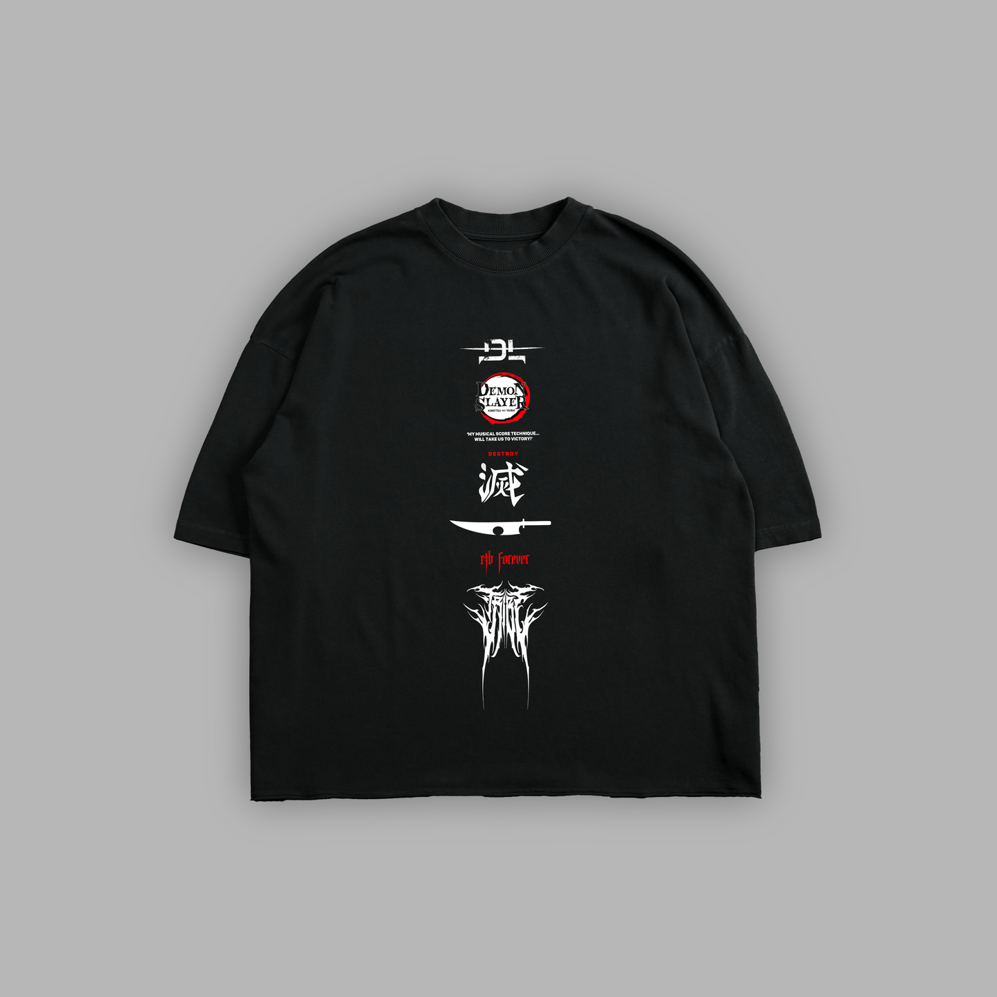 TENGEN UZUI 'LIMITED' RAW HEM OS TEE IN BLACK