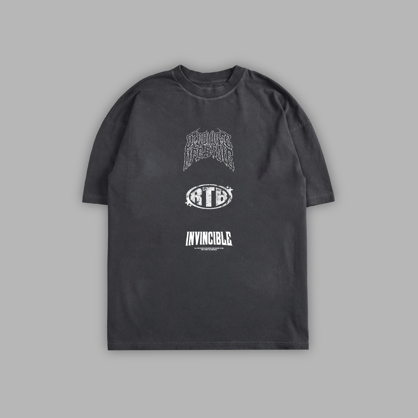 BATTLE OF THRAXA 'LIMITED' OVERSIZED LTWT DROP SHOULDER TEE IN DEEP GREY