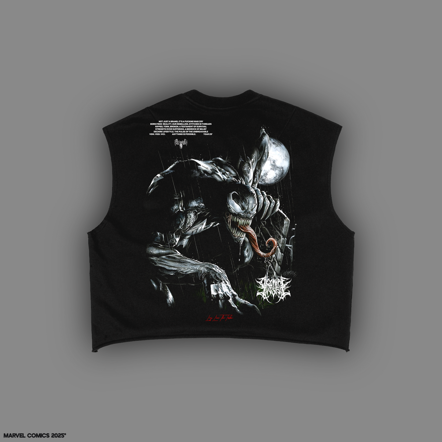 SYMBIOTIC '1 OF 50' FRENCH TERRY RAW HEM MUSCLE TEE IN BLACK