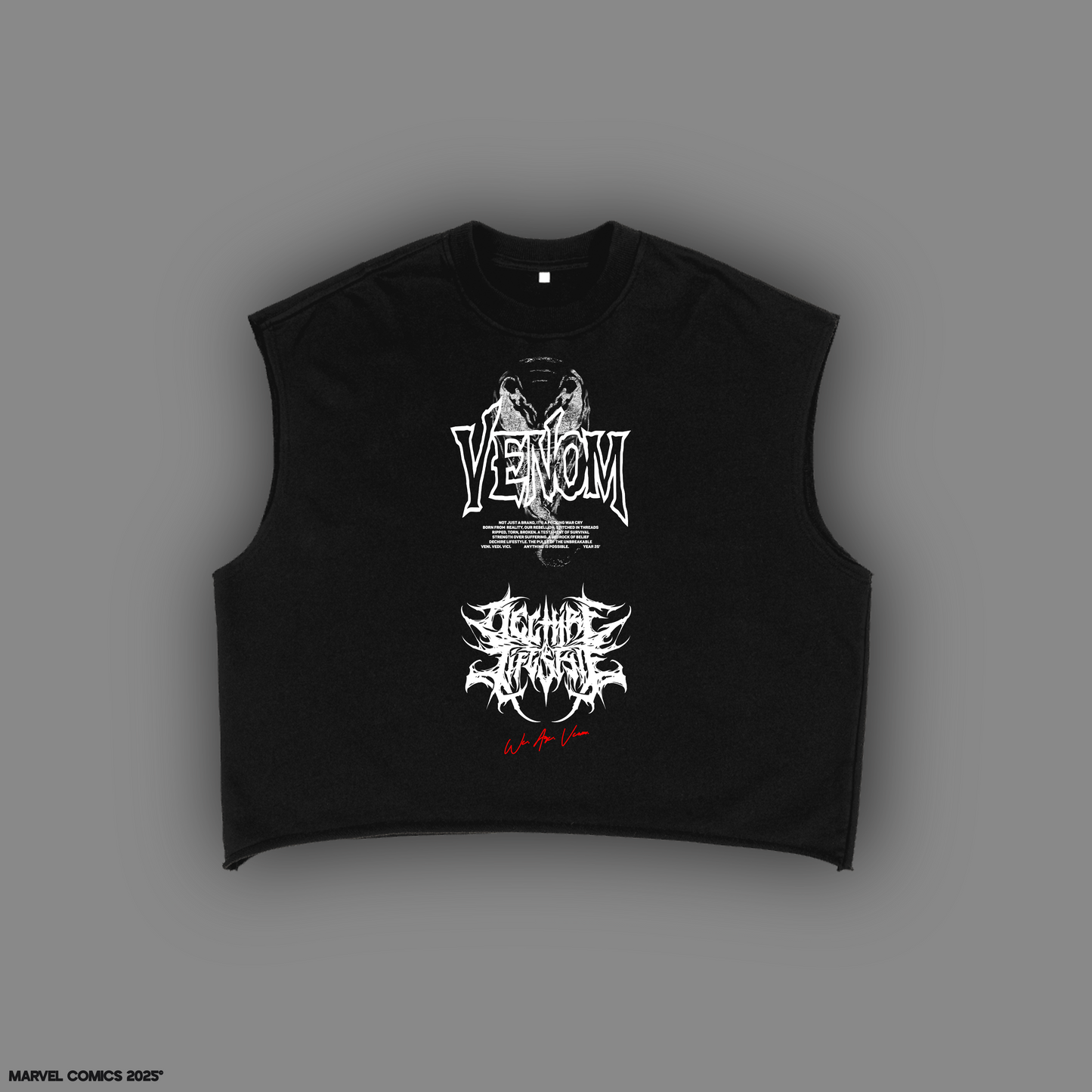 SYMBIOTIC '1 OF 50' FRENCH TERRY RAW HEM MUSCLE TEE IN BLACK