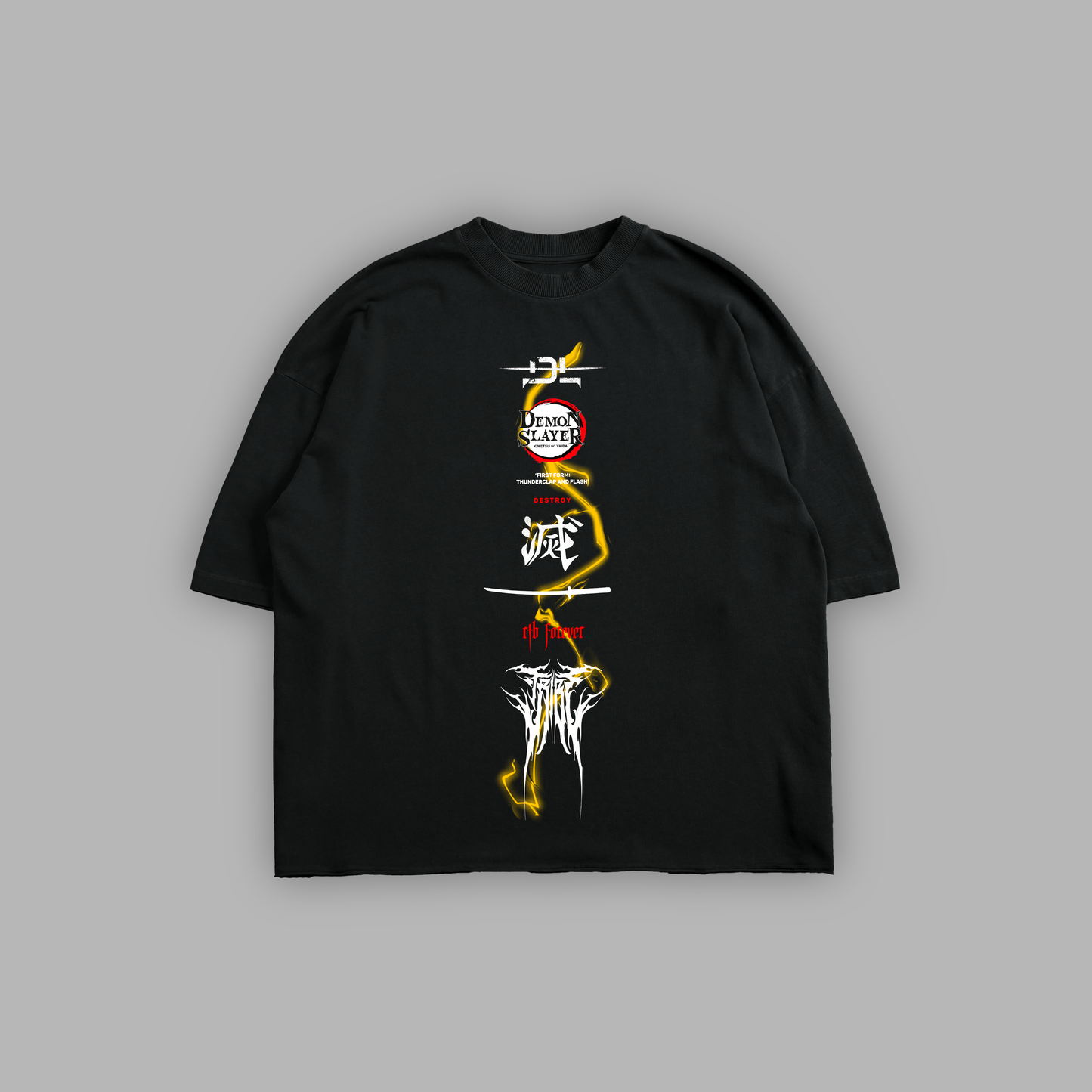 THUNDERCLAP & FLASH 'LIMITED' RAW HEM OS TEE IN BLACK