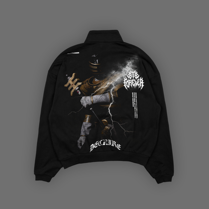 ZEO || GOLD RANGER OVERSIZED TRACK ZIP JACKET IN ACTIVE BLACK