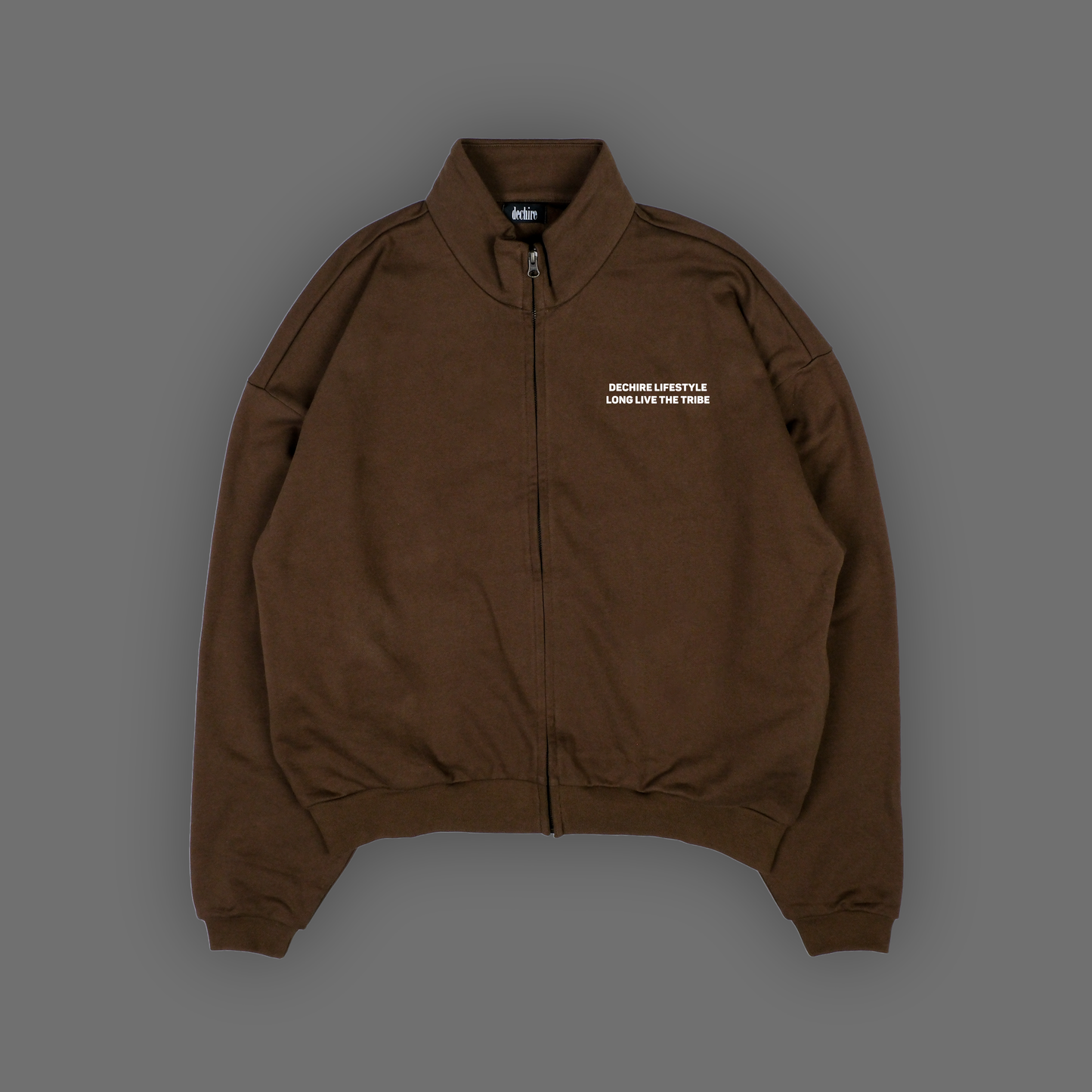 DL: ESSENTIALS 01 OVERSIZED TRACK ZIP JACKET IN TAUPE