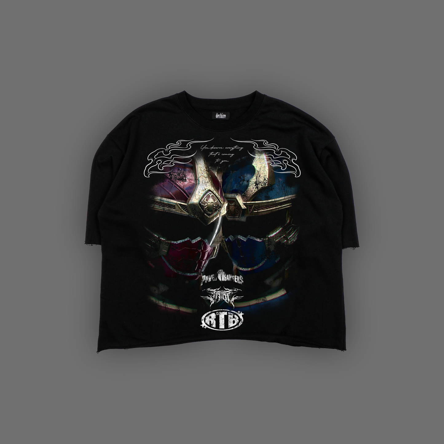 NINJA STORM || THUNDER RANGERS ' 1 OF 100' FULL HEM OVERSIZED TERRY TEE IN ACTIVE BLACK