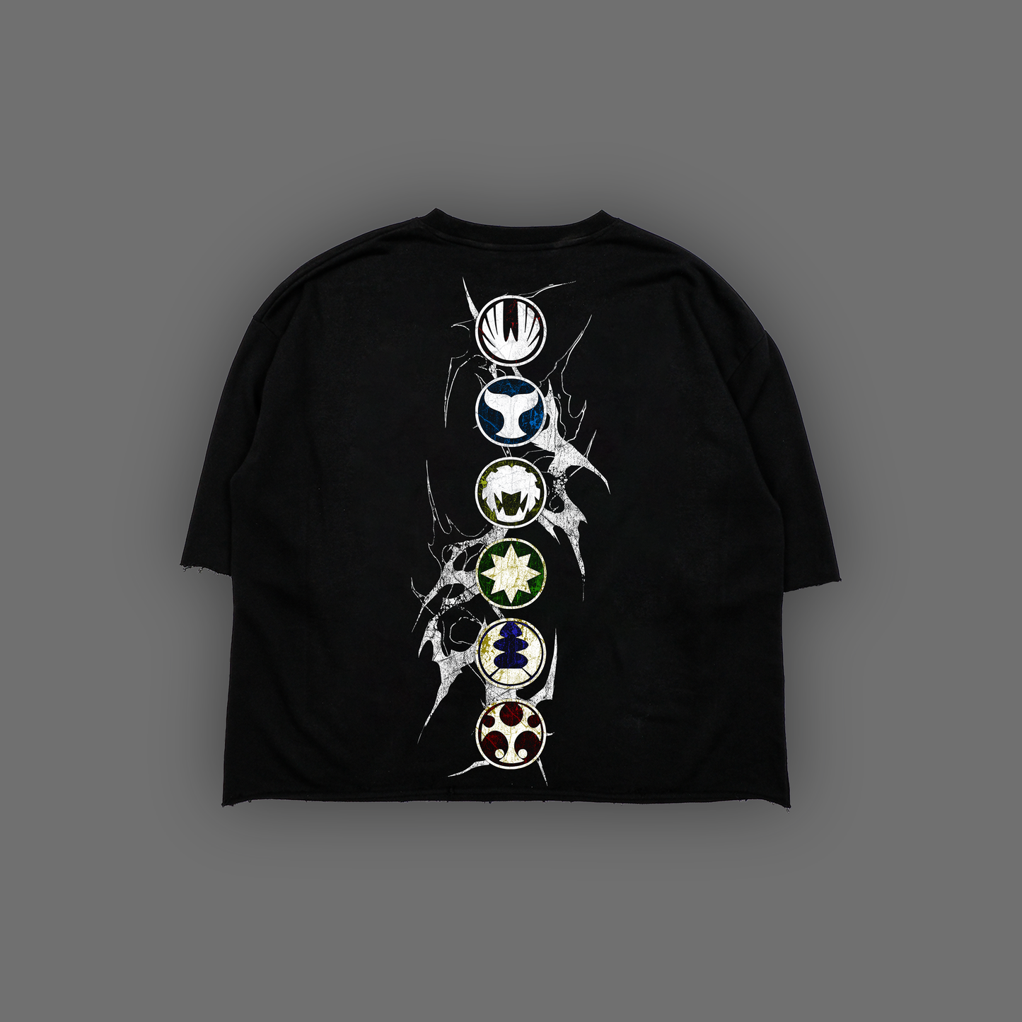 NINJA STORM || THUNDER RANGERS ' 1 OF 100' FULL HEM OVERSIZED TERRY TEE IN ACTIVE BLACK