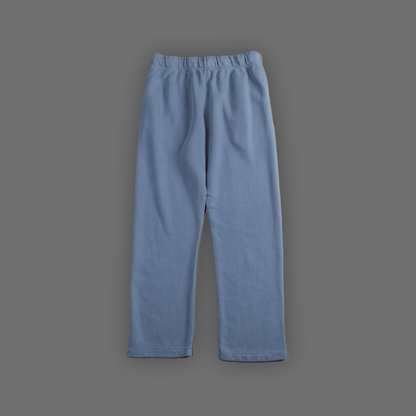 DL: ESSENTIALS 02 FRAYED ENZYME WASHED WIDE LEG SWEATS IN SLATE BLUE