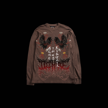 OMEN OF DEATH 'HVYWT' L/S TEE IN MOCHA