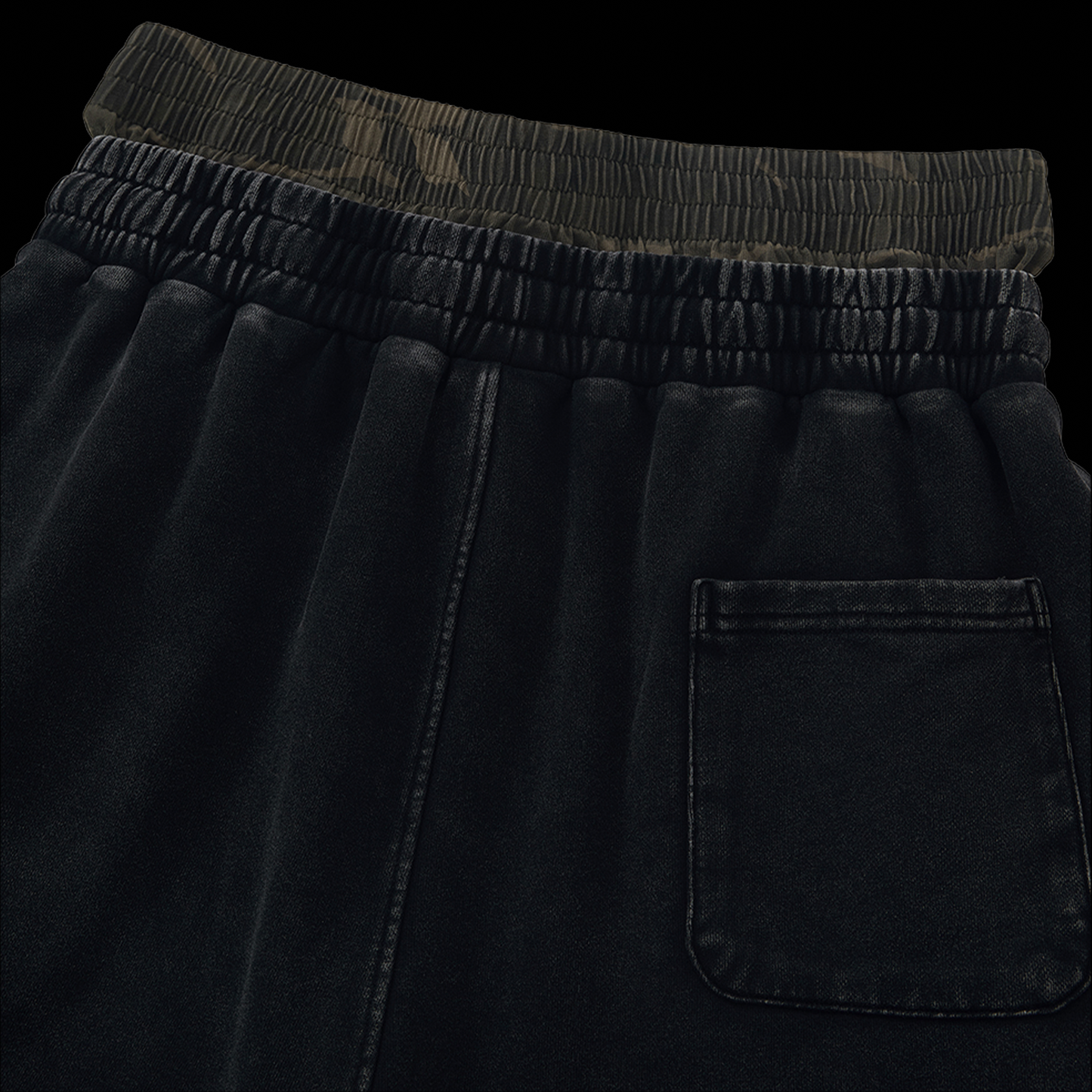 KILL THE NOISE 'DISTRESSED & WASHED' CAMO ELASTIC WAISTBAND SHORTS