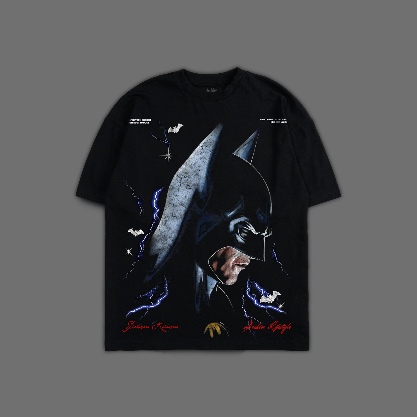 BATMAN RETURNS '1 OF 200' FRENCH TERRY 40S OVERSIZED TEE IN MIDNIGHT BLACK