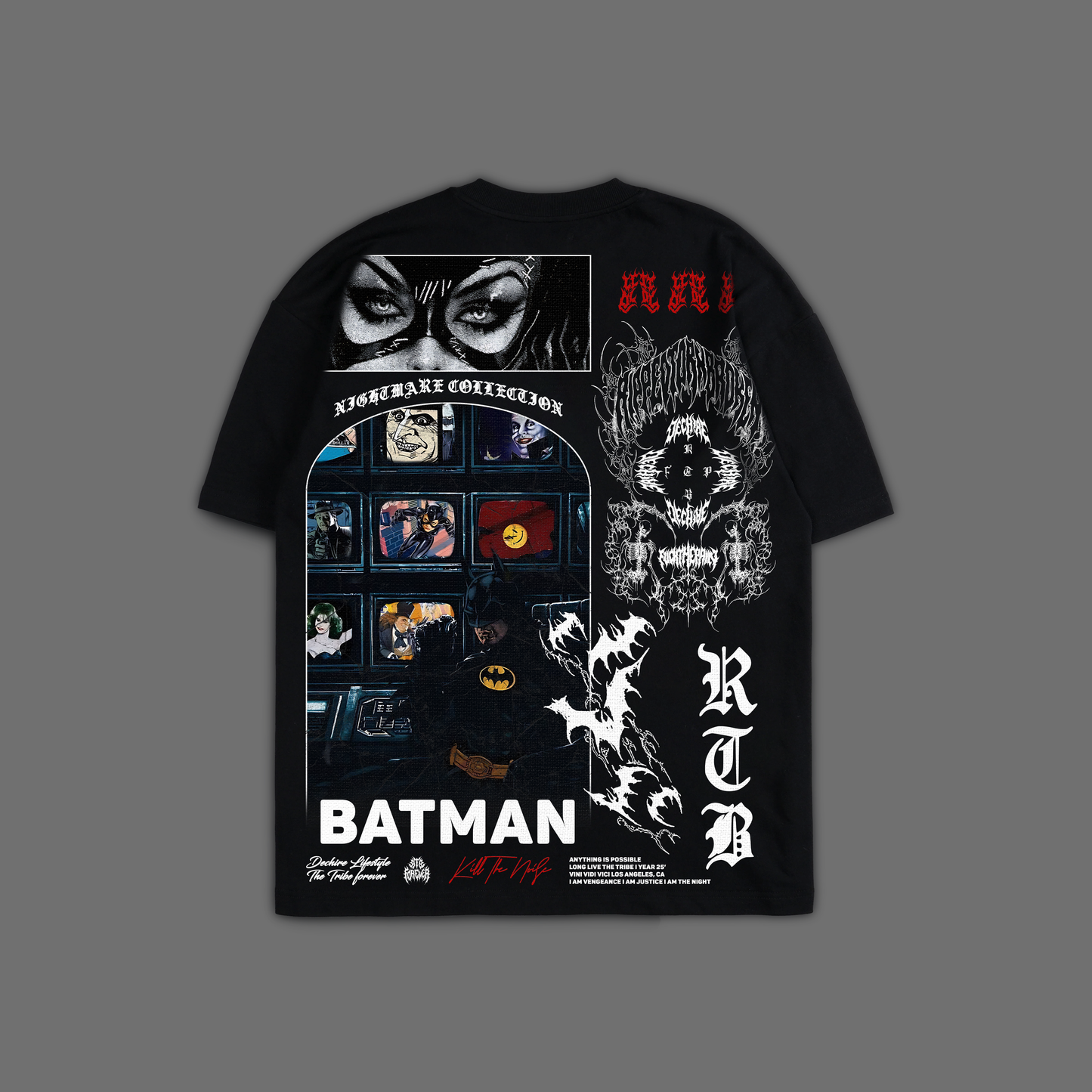 BATMAN RETURNS '1 OF 200' FRENCH TERRY 40S OVERSIZED TEE IN MIDNIGHT BLACK