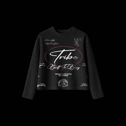 BLADE | VIOLENT NIGHT '1 OF 100' OS WAFFLE KNIT CROPPED L/S TEE IN BLACK