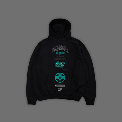 NETRUNNER 'LIMITED'OVERSIZED FLEECE HOODIE IN BLACK