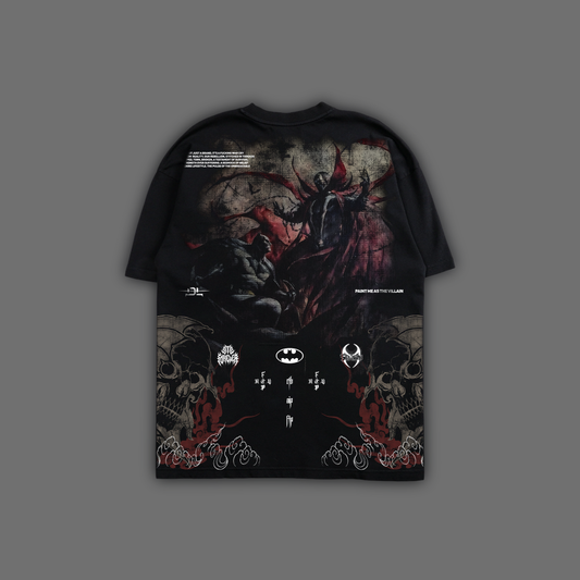 SPAWN v. BATMAN '1 OF 500' OVERSIZED TEE IN BLACK