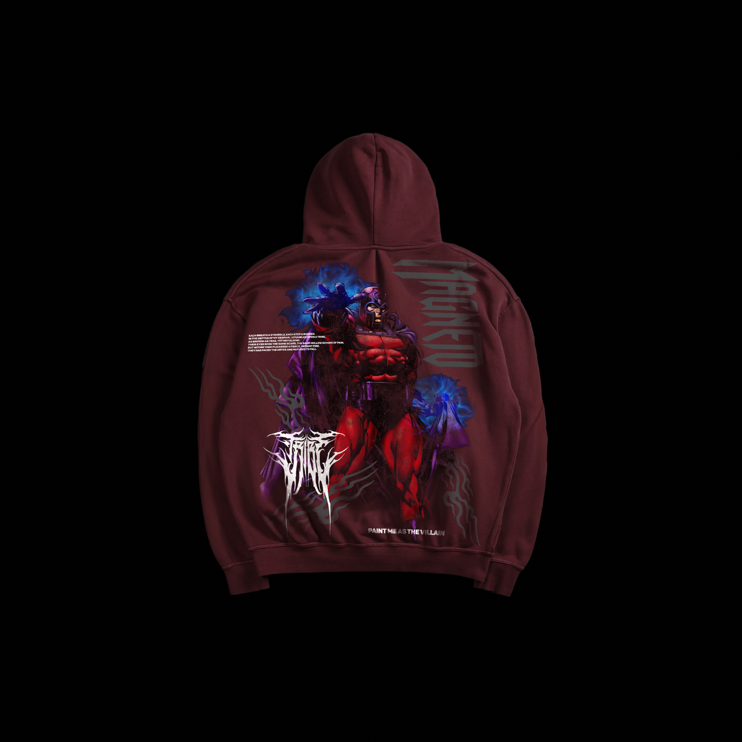 MAGNETO | MUTANT MASTER 'LIMITED' OVERSIZED HOODIE IN BURGUNDY