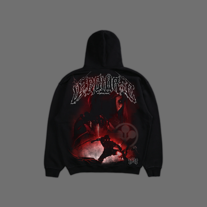 ARASAKA'S PUPPET 'LIMITED'OVERSIZED FLEECE HOODIE IN BLACK