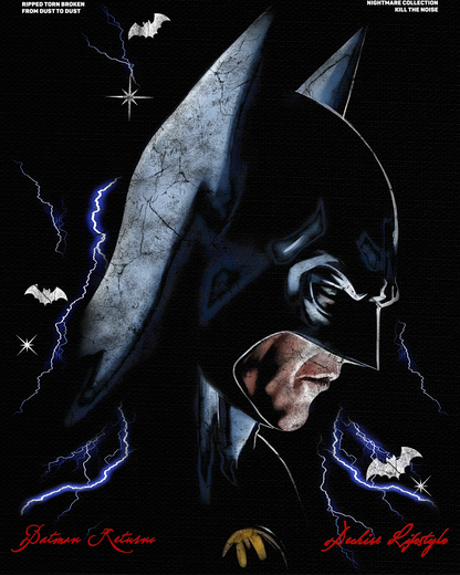 BATMAN RETURNS '1 OF 200' FRENCH TERRY 40S OVERSIZED TEE IN MIDNIGHT BLACK