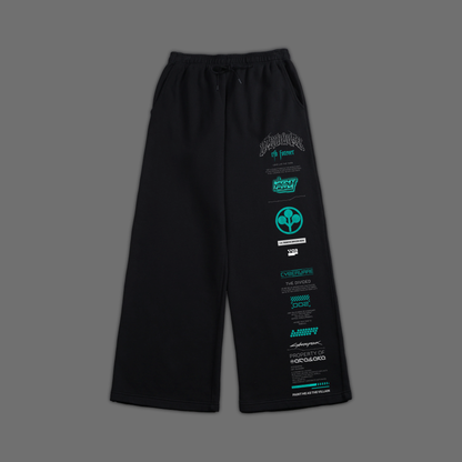 NETRUNNER WIDE LEG OS FLEECE SWEATS IN BLACK