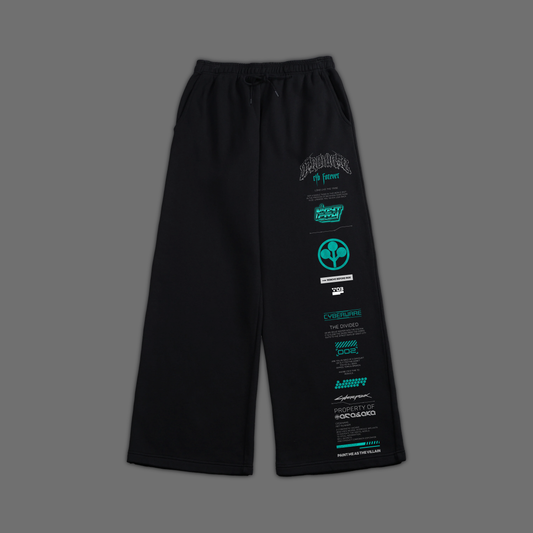 NETRUNNER WIDE LEG OS FLEECE SWEATS IN BLACK