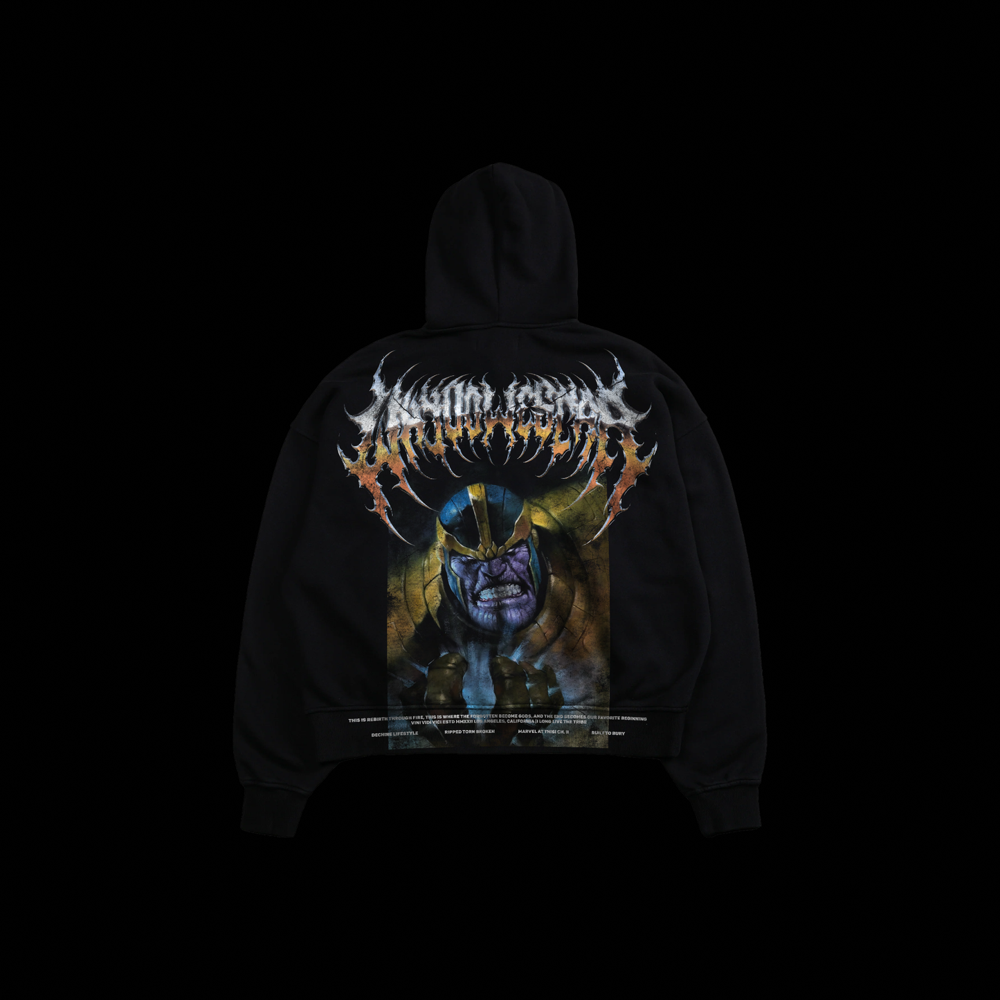THANOS | INFINITY ABYSS DOUBLE ZIP BOX CUT CROP HOODIE IN SHADOW