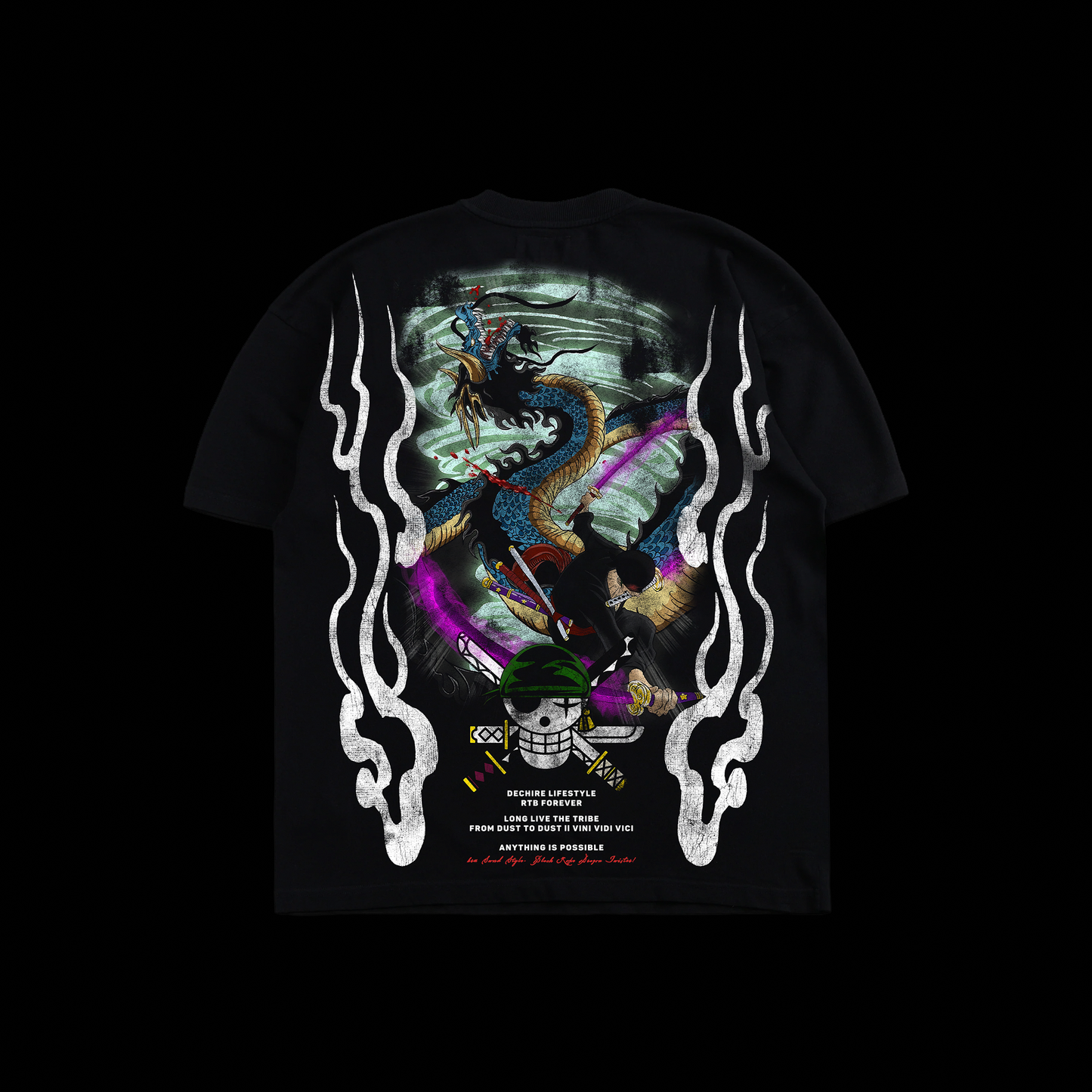 RORONOA ZORO 'YEAR 25' OVERSIZED TEE IN BLACK
