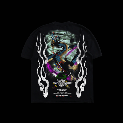 RORONOA ZORO 'YEAR 25' OVERSIZED TEE IN BLACK