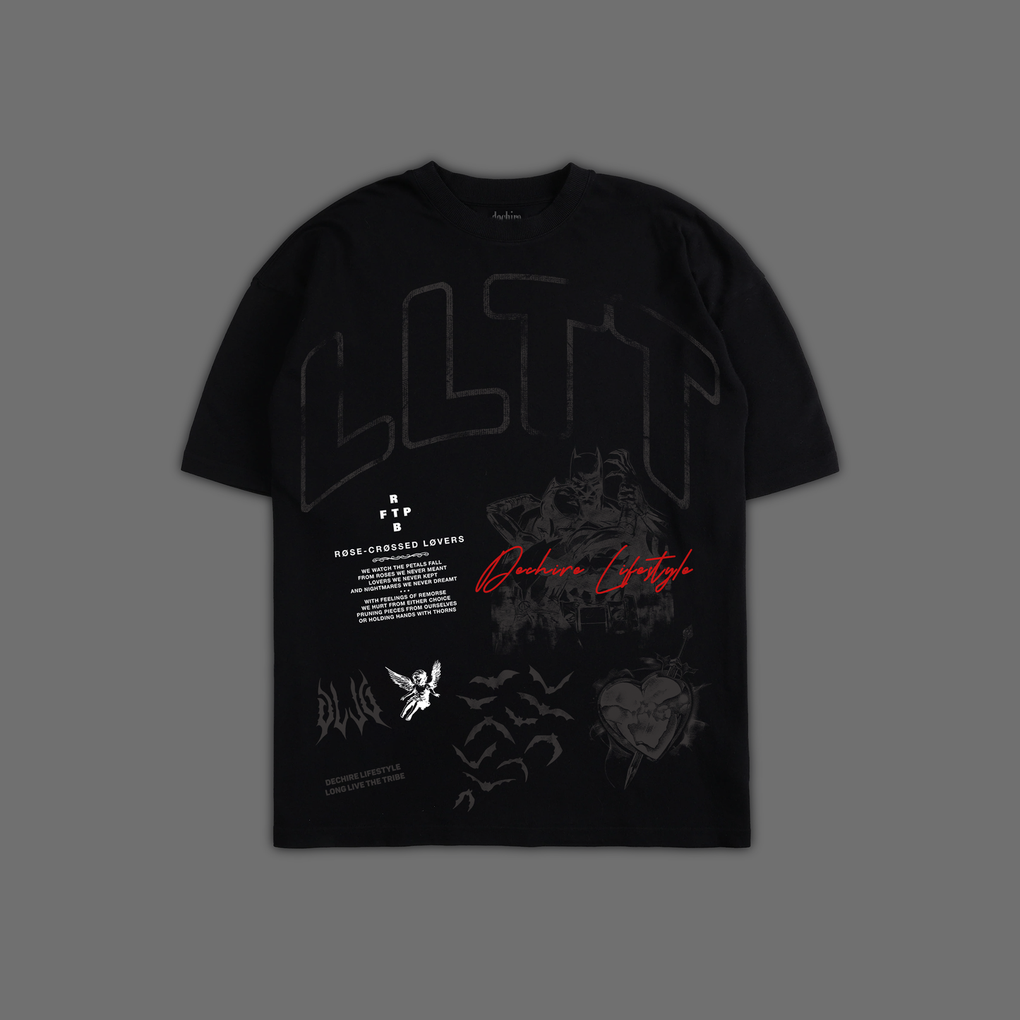 THE BAT & THE CAT 'LIMITED' OVERSIZED TEE IN BLACK