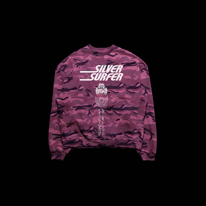SILVER SURFING OS CREWNECK IN ROSE CAMO