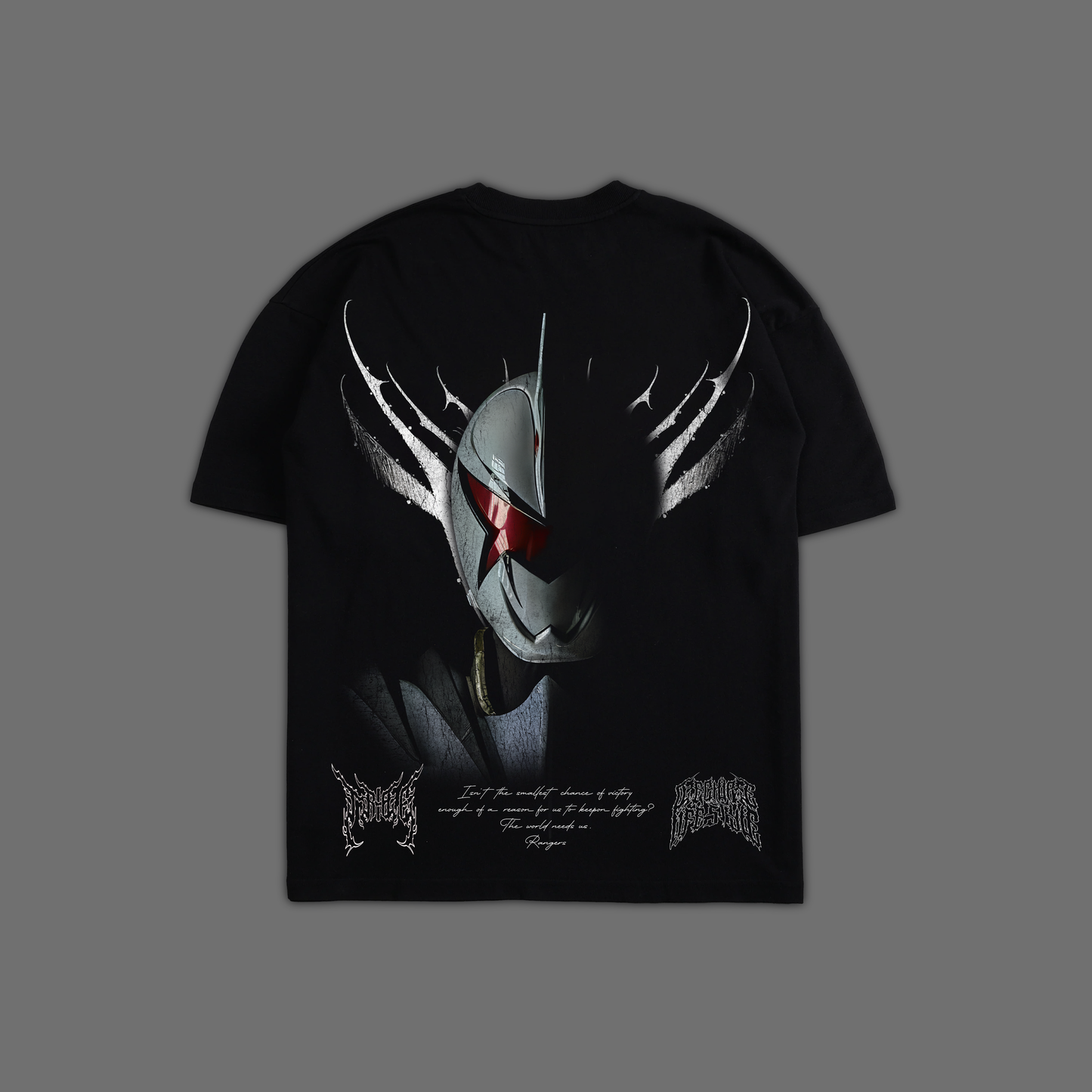 DINO THUNDER II WHITE RANGER 'LIMITED' OVERSIZED TEE IN BLACK