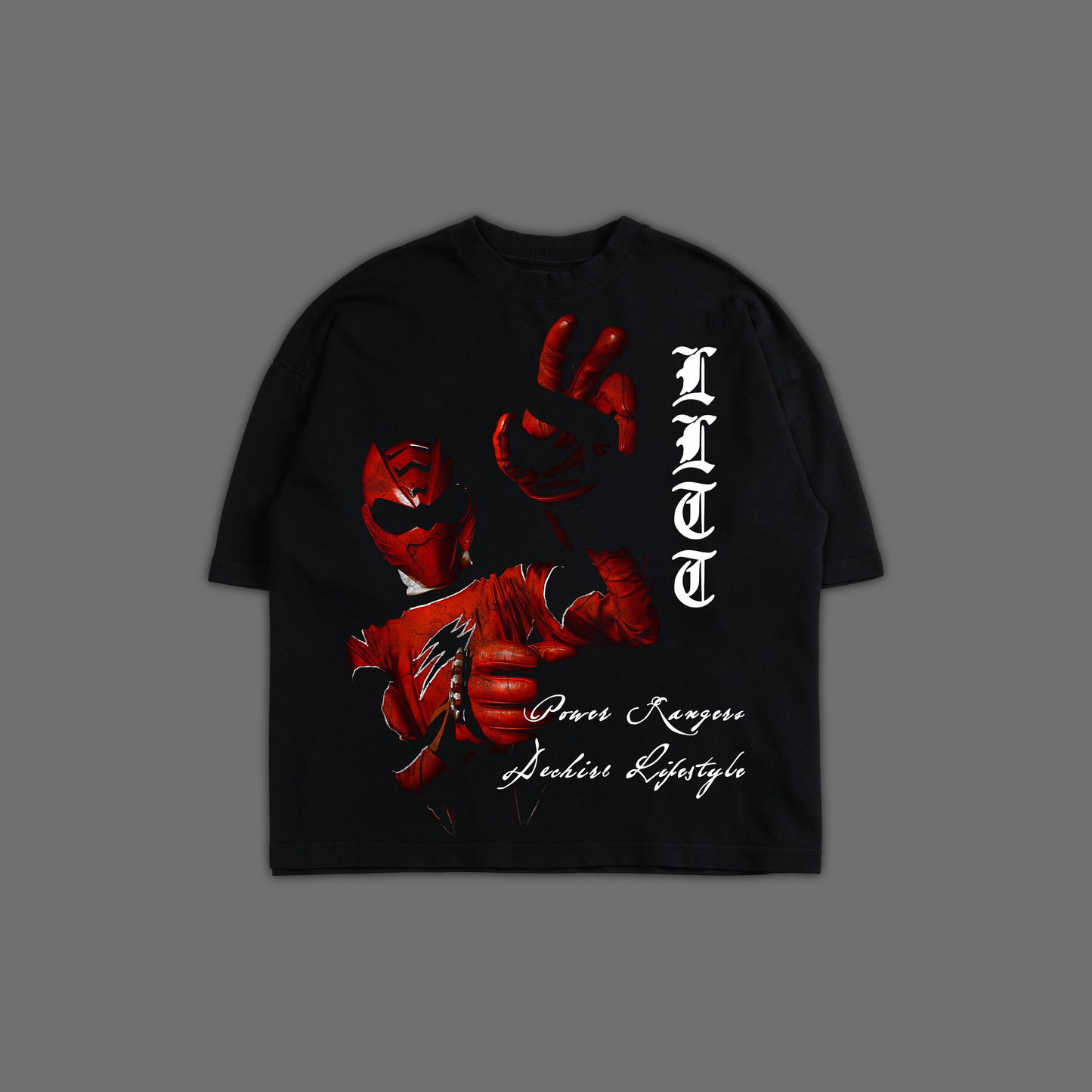 JUNGLE FURY || RED RANGER 'LIMITED' OVERSIZED BOXY TERRY TEE IN BLACK