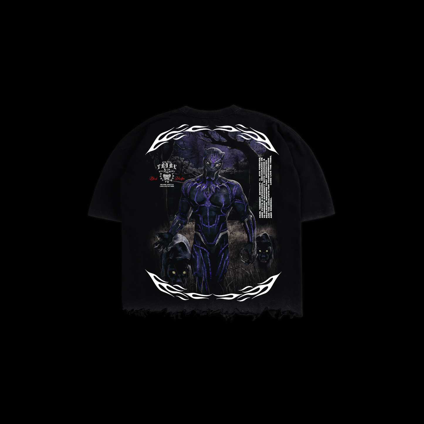 PANTHER'S LEGACY OS BOXY GRUNGE CUT-OFF TEE