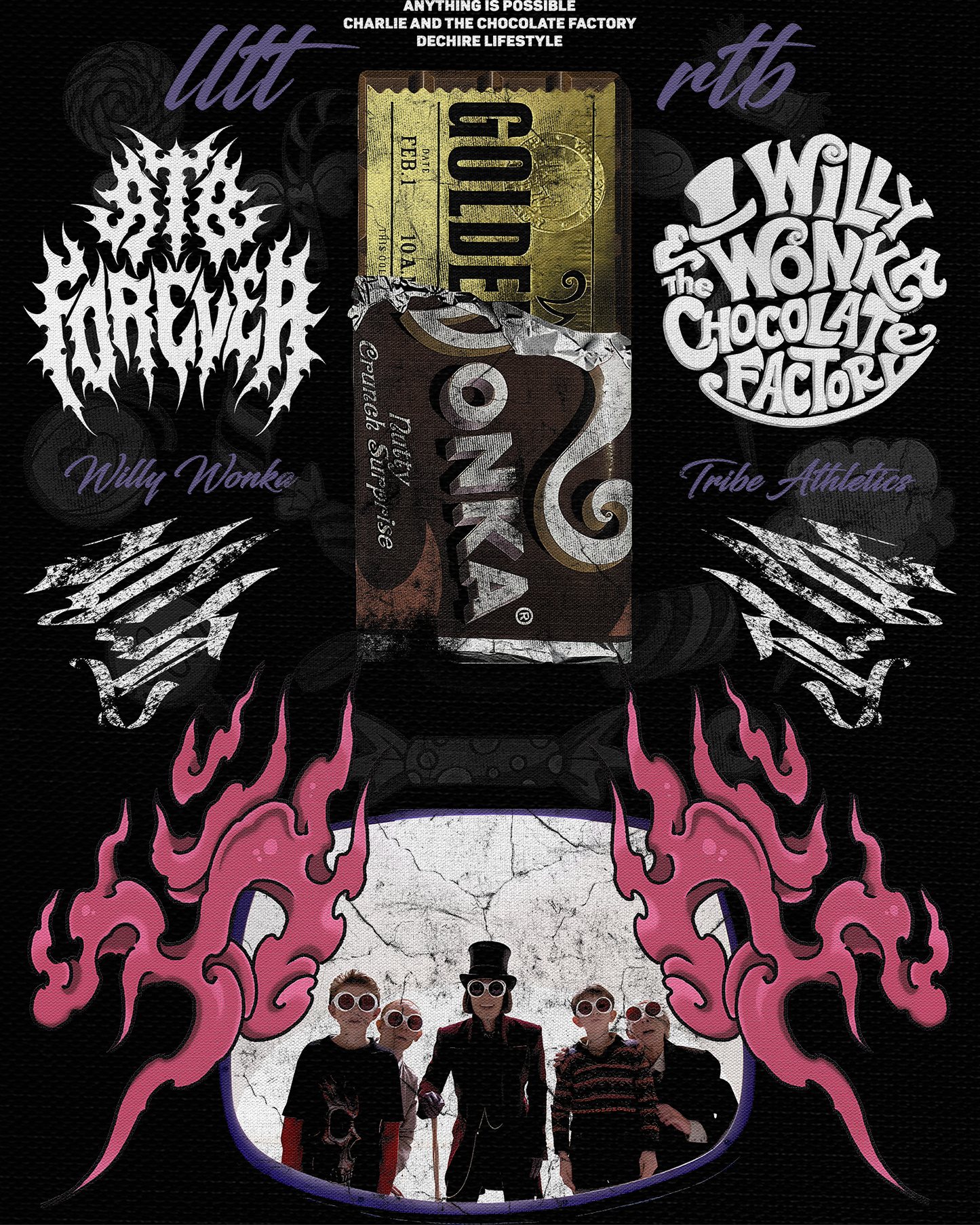 WONKA'S GOLDEN TICKET 'LIMITED' OVERSIZED TEE IN BLACK