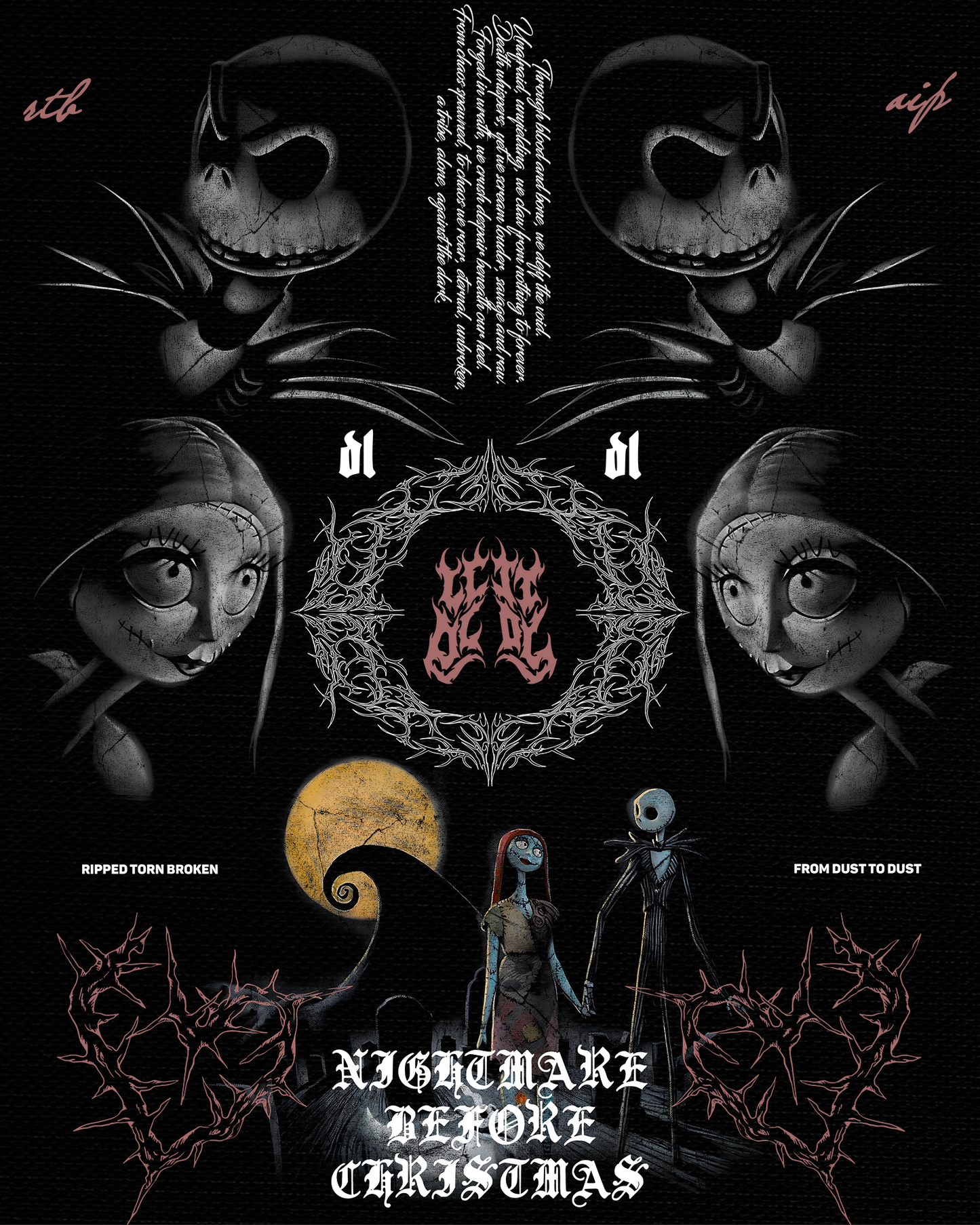 NIGHTMARE BEFORE CHRISTMAS '1 OF 200' FRENCH TERRY 40S OVERSIZED TEE IN MIDNIGHT BLACK