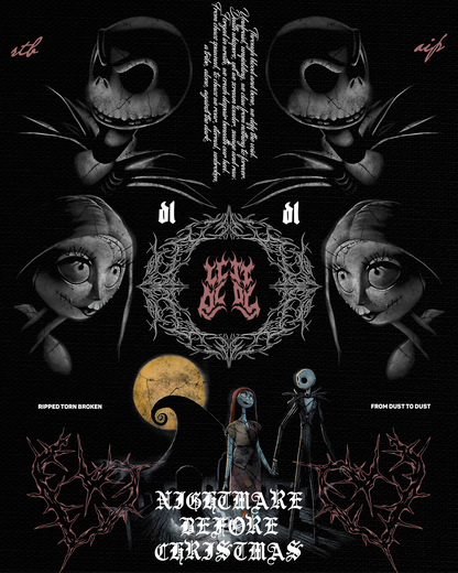 NIGHTMARE BEFORE CHRISTMAS '1 OF 200' FRENCH TERRY 40S OVERSIZED TEE IN MIDNIGHT BLACK