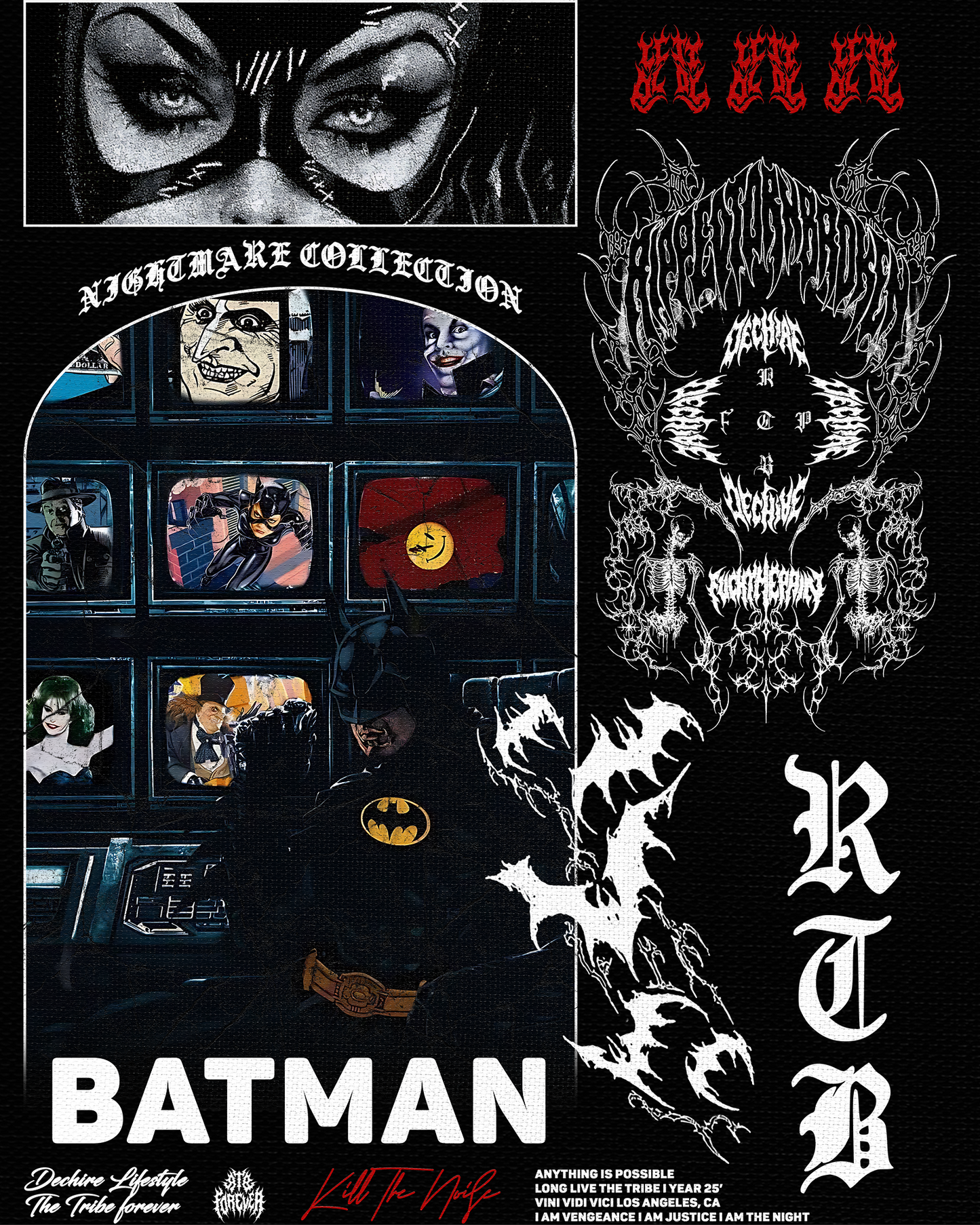 BATMAN RETURNS '1 OF 200' FRENCH TERRY 40S OVERSIZED TEE IN MIDNIGHT BLACK