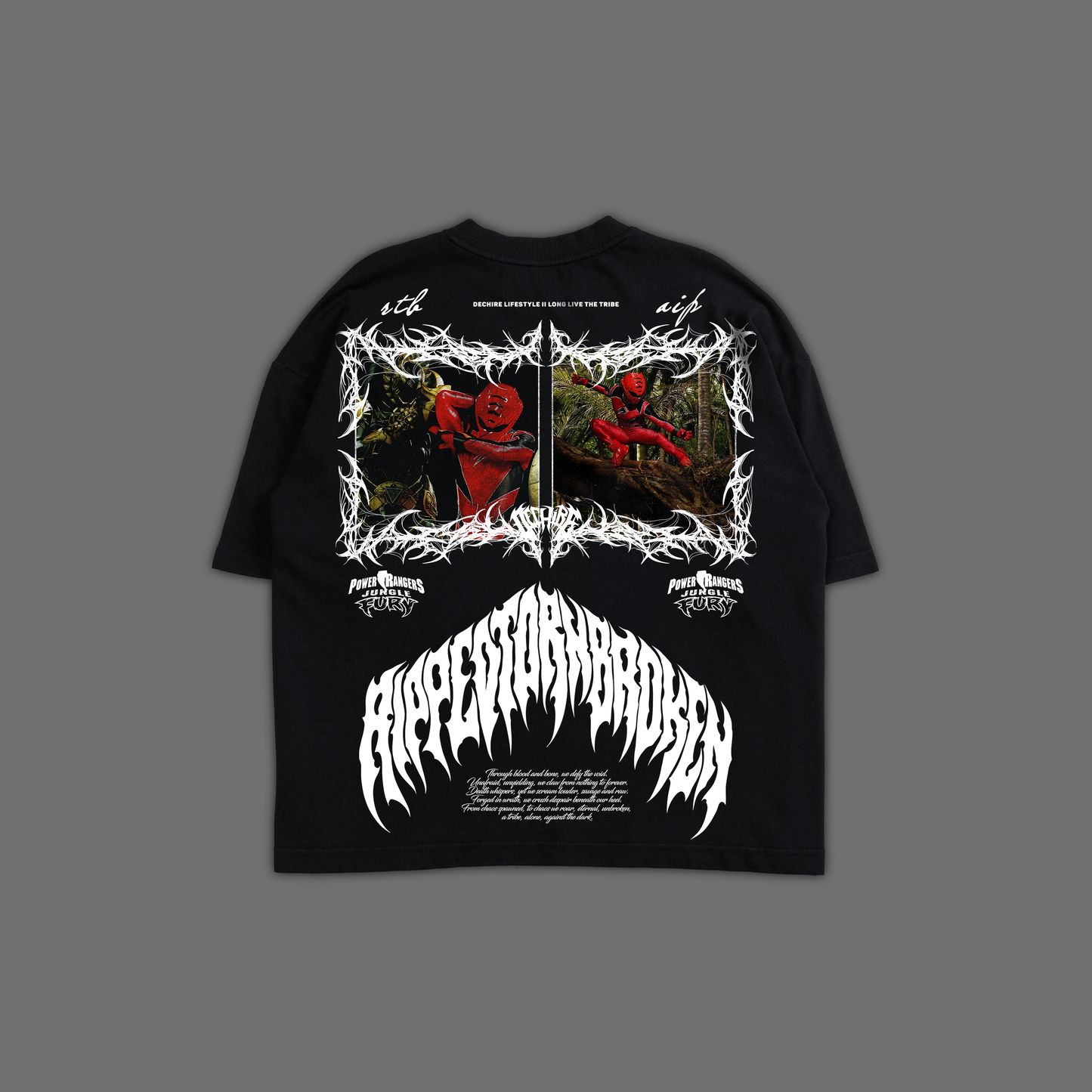 JUNGLE FURY || RED RANGER 'LIMITED' OVERSIZED BOXY TERRY TEE IN BLACK