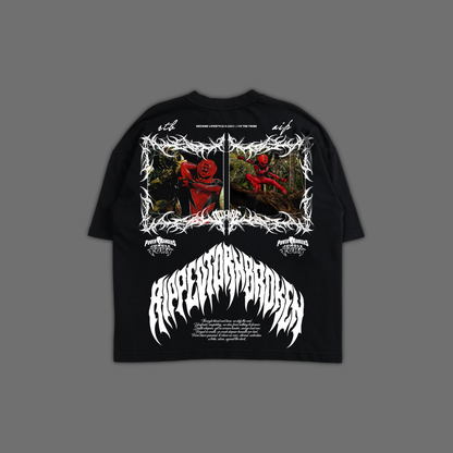 JUNGLE FURY || RED RANGER 'LIMITED' OVERSIZED BOXY TERRY TEE IN BLACK