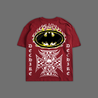 CAPED CRUSADER 'LIMITED' OVERSIZED TEE IN BLOOD RED