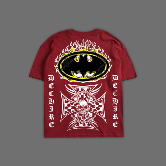 CAPED CRUSADER 'LIMITED' OVERSIZED TEE IN BLOOD RED