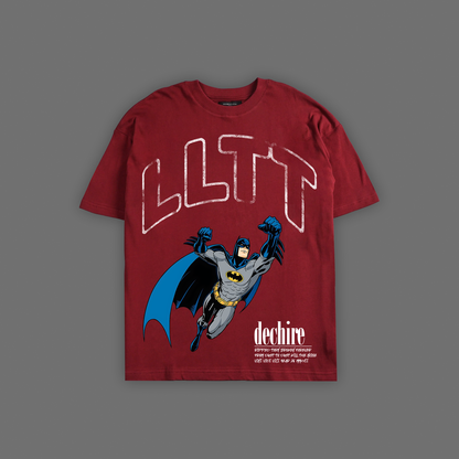 CAPED CRUSADER 'LIMITED' OVERSIZED TEE IN BLOOD RED