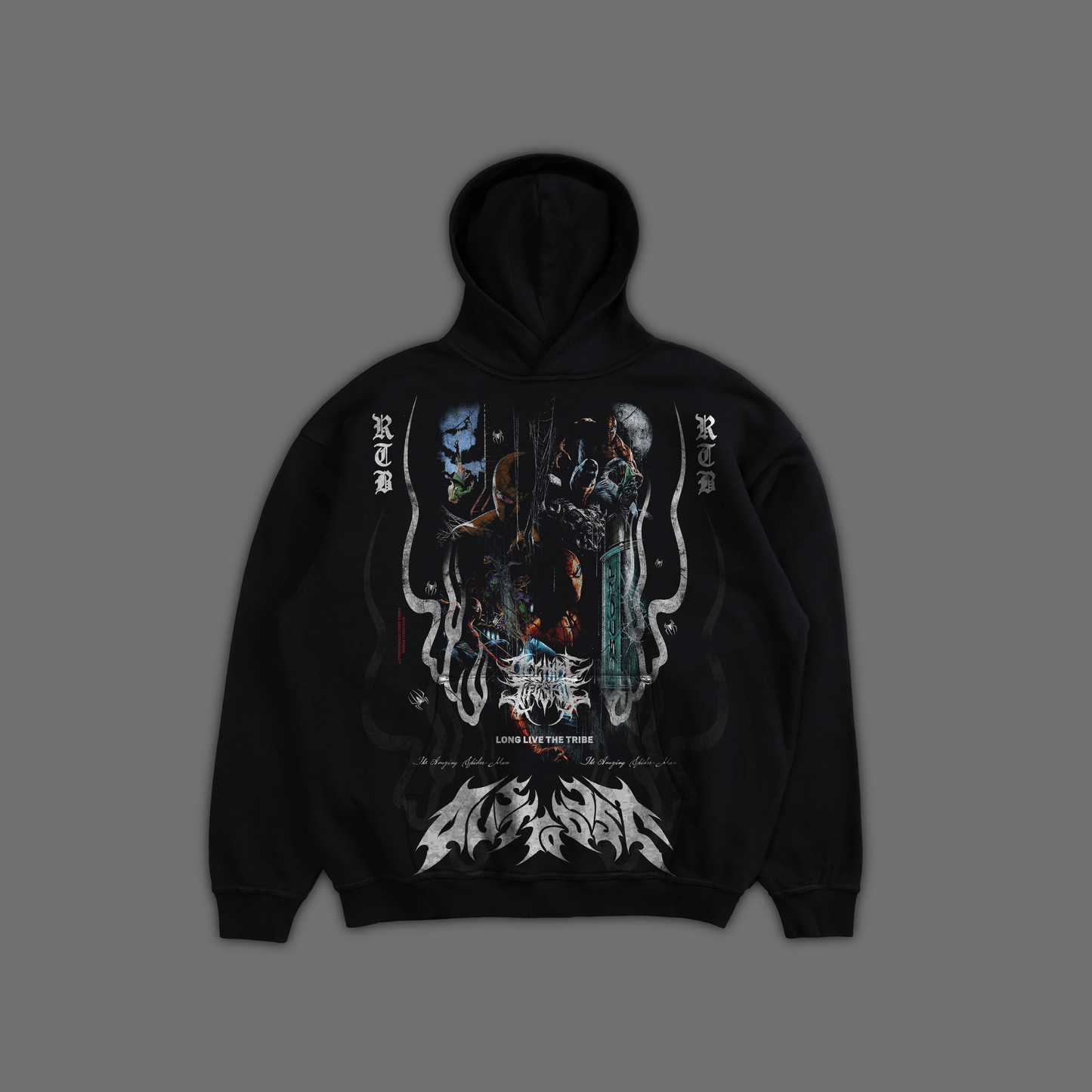 THE AMAZING SPIDER-MAN: GOBLIN'S VENGEANCE 'EXCLUSIVE' OVERSIZED FLEECE HOODIE IN BLACK