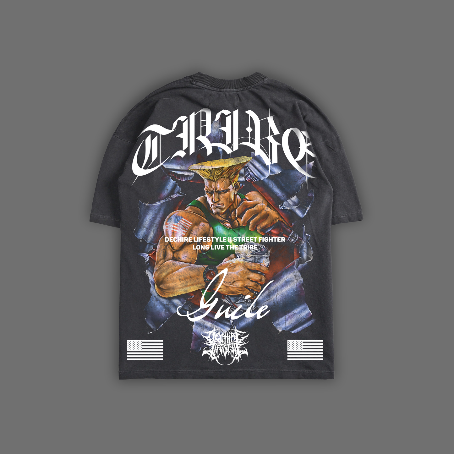 SF | GUILE 'COMICS EDITION' OVERSIZED TEE IN CHARCOAL GRAY