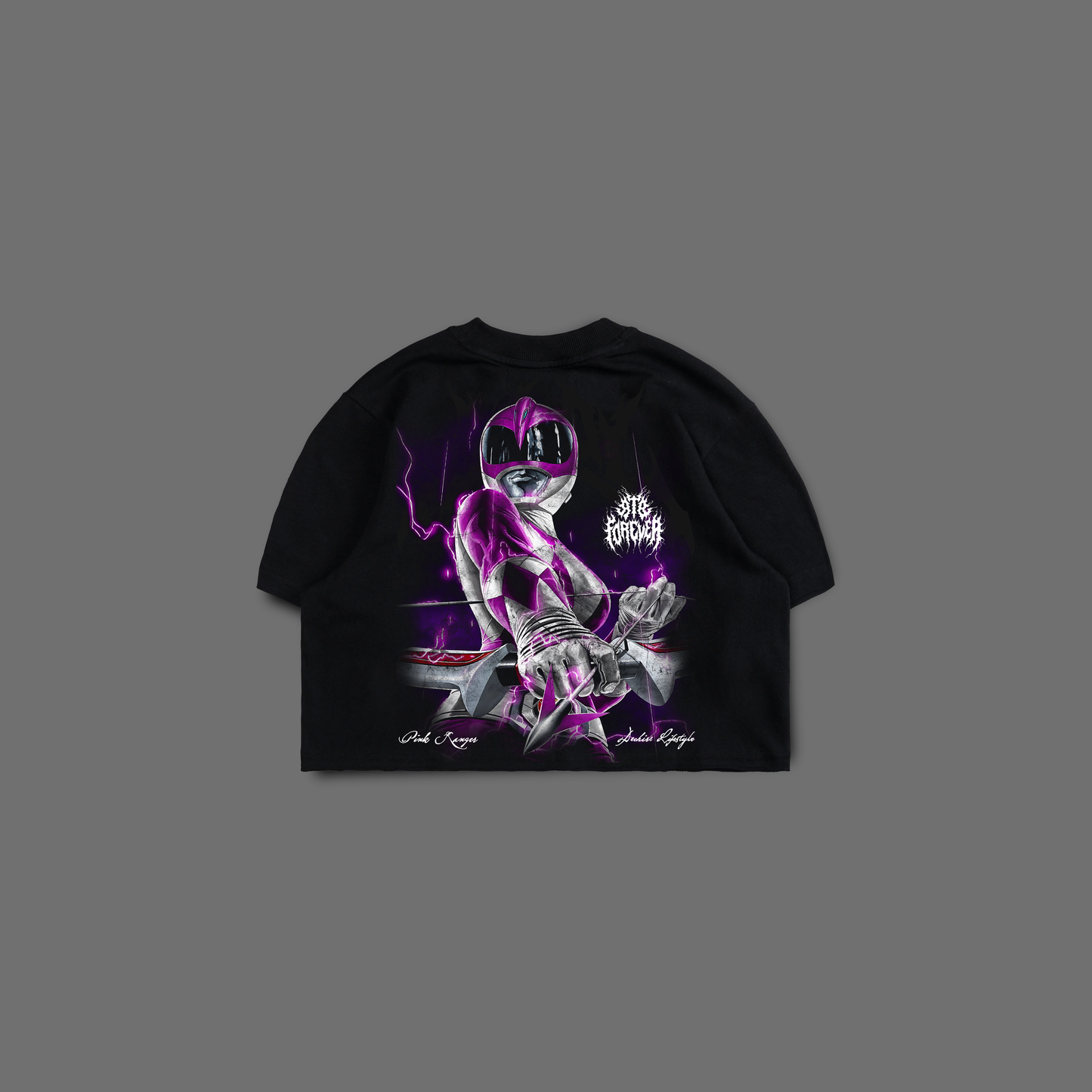 PINK RANGER 'ICON SERIES' BODY-CONTOUR CROP TOP IN SHADOW