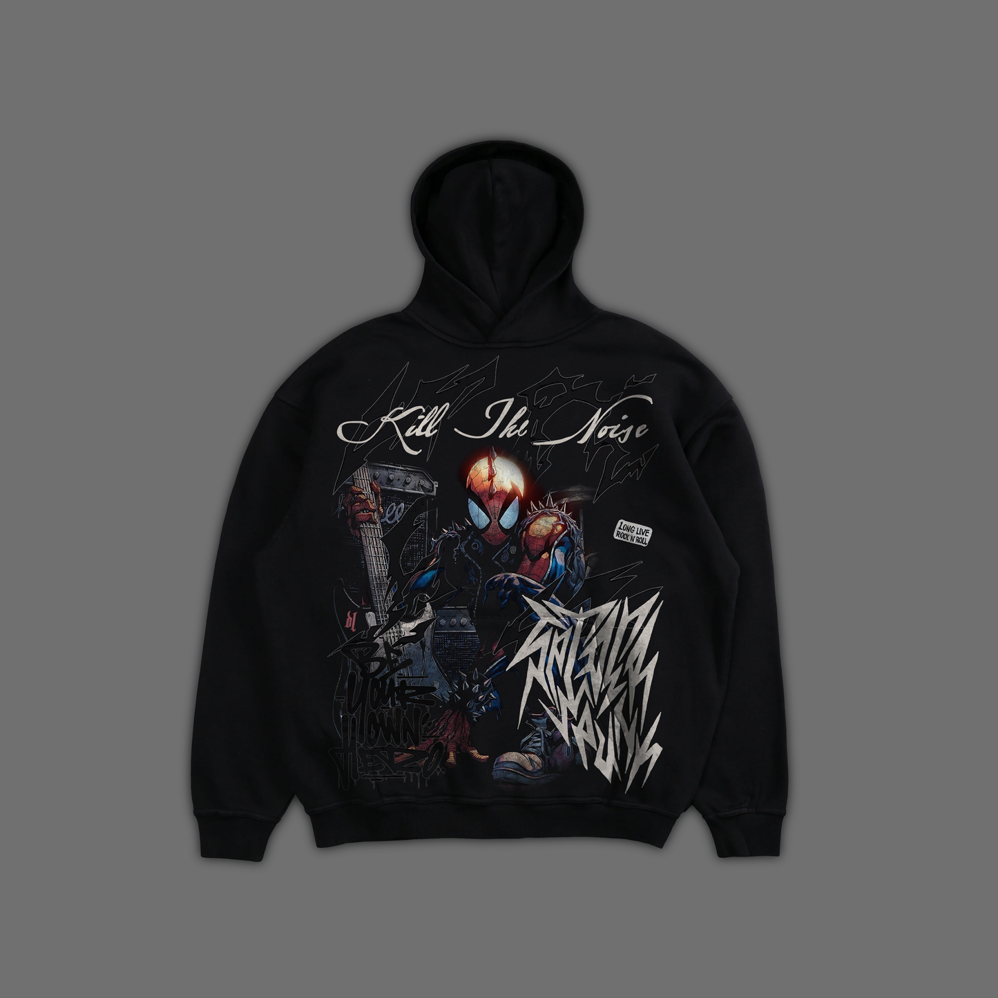 SPIDER-PUNK: CAN'T RUSH GREATNESS 'EXCLUSIVE' OVERSIZED HOODIE IN BLACK