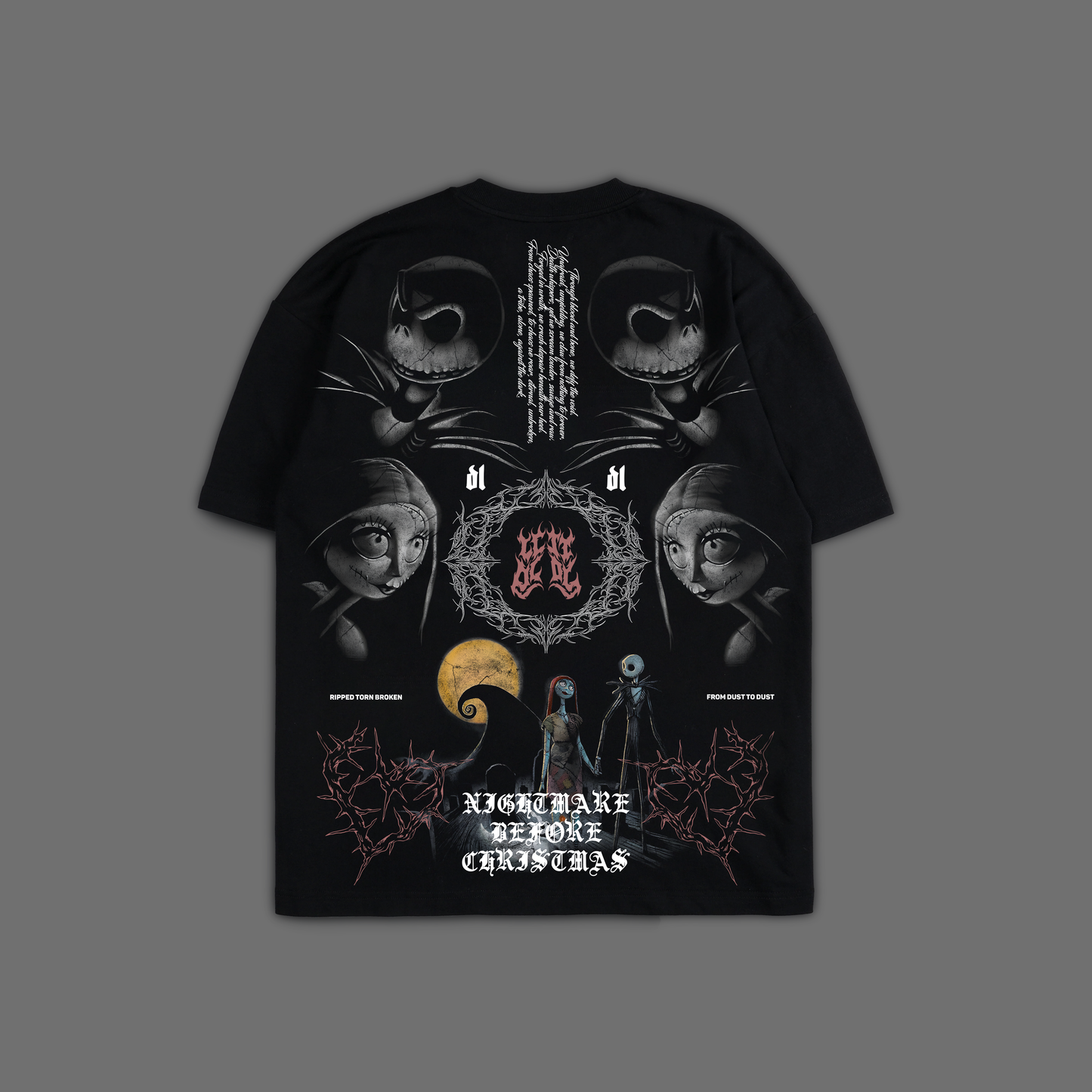 NIGHTMARE BEFORE CHRISTMAS '1 OF 200' FRENCH TERRY 40S OVERSIZED TEE IN MIDNIGHT BLACK