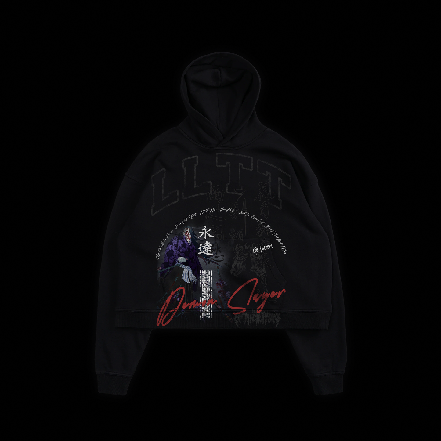 GRAVEYARD OF THE TWIN MOON BOX CUT CROP HOODIE IN SHADOW