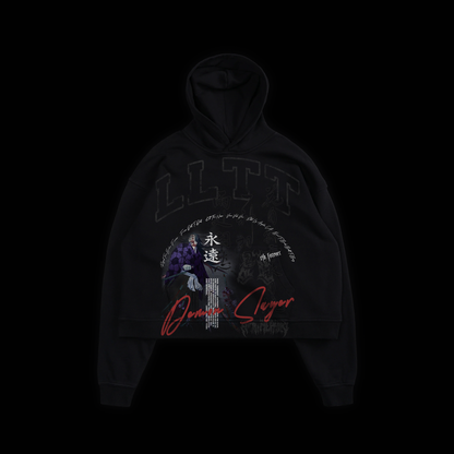 GRAVEYARD OF THE TWIN MOON BOX CUT CROP HOODIE IN SHADOW