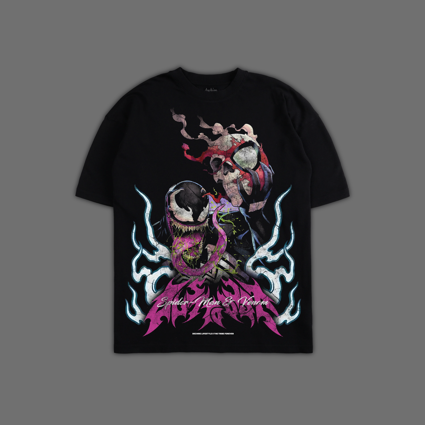 VENOM & SPIDEY | RETRO COMICS EDITION 'EXCLUSIVE' OVERSIZED TEE IN BLACK